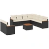 Image de vidaXL Ensemble de 10 canapés de jardin avec coussins noir poly rotin