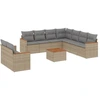 Image de vidaXL Ensemble de salon de jardin 10 pièces avec coussins Beige Poly Rattan