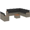 Image de vidaXL Ensemble de salon de jardin 10 pièces avec coussins Gris Poly Rattan