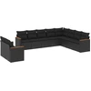 Image de vidaXL Ensemble de 10 canapés de jardin avec coussins noir poly rotin