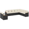 Image de vidaXL Ensemble de 10 canapés de jardin avec coussins noir poly rotin