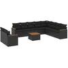 Image de vidaXL Ensemble de salon de jardin 11 pièces avec coussins noir poly rotin
