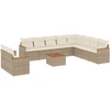 Image de vidaXL Ensemble de salon de jardin 11 pièces avec coussins Beige Poly Rattan