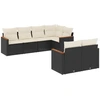 Image de vidaXL Ensemble de salon de jardin 7 pièces avec coussins noir poly rotin