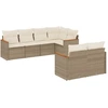 Image de vidaXL Ensemble de salon de jardin 7 pièces avec coussins Beige Poly Rattan