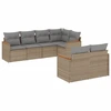 Image de vidaXL Ensemble de salon de jardin 7 pièces avec coussins Beige Poly Rattan