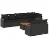 Image de vidaXL Ensemble de salon de jardin 9 pièces avec coussins noir poly rotin