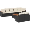 Image de vidaXL Ensemble de salon de jardin 9 pièces avec coussins noir poly rotin