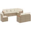 Image de vidaXL Ensemble de jardin canapé 8 pièces avec coussins Beige Poly Rattan