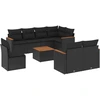 Image de vidaXL Ensemble de salon de jardin 9 pièces avec coussins noir poly rotin