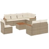 Image de vidaXL Ensemble de salon de jardin 9 pièces avec coussins beige Poly rotin