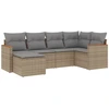 Image de vidaXL Ensemble de salon de jardin 6 pièces avec coussins Beige Poly Rattan
