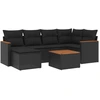 Image de vidaXL Ensemble de salon de jardin 7 pièces avec coussins noir poly rotin