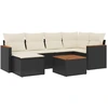Image de vidaXL Ensemble de salon de jardin 7 pièces avec coussins noir poly rotin