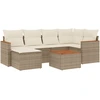 Image de vidaXL Ensemble de salon de jardin 7 pièces avec coussins Beige Poly Rattan
