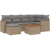 Image de vidaXL Ensemble de salon de jardin 7 pièces avec coussins Beige Poly Rattan