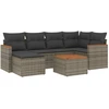 Image de vidaXL Ensemble de salon de jardin 7 pièces avec coussins Gris Poly rotin