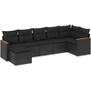 Image de vidaXL Ensemble de salon de jardin 7 pièces avec coussins noir poly rotin