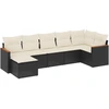 Image de vidaXL Ensemble de salon de jardin 7 pièces avec coussins noir poly rotin