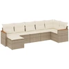 Image de vidaXL Ensemble de salon de jardin 7 pièces avec coussins Beige Poly Rattan