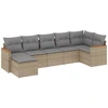 Image de vidaXL Ensemble de salon de jardin 7 pièces avec coussins Beige Poly Rattan