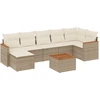 Image de vidaXL Ensemble de jardin canapé 8 pièces avec coussins Beige Poly Rattan