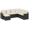 Image de vidaXL Ensemble de salon de jardin 7 pièces avec coussins noir poly rotin