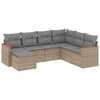 Image de vidaXL Ensemble de salon de jardin 7 pièces avec coussins Beige Poly Rattan