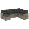 Image de vidaXL Ensemble de salon de jardin 7 pièces avec coussins Gris Poly rotin