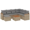 Image de vidaXL Ensemble de jardin canapé 8 pièces avec coussins Beige Poly Rattan