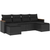 Image de vidaXL Ensemble de salon de jardin 6 pièces avec coussins noir poly rotin
