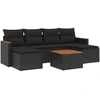 Image de vidaXL Ensemble de salon de jardin 7 pièces avec coussins noir poly rotin