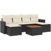 Image de vidaXL Ensemble de salon de jardin 7 pièces avec coussins noir poly rotin