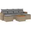 Image de vidaXL Ensemble de salon de jardin 7 pièces avec coussins Beige Poly Rattan