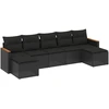 Image de vidaXL Ensemble de salon de jardin 7 pièces avec coussins noir poly rotin
