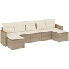 Image de vidaXL Ensemble de salon de jardin 7 pièces avec coussins Beige Poly Rattan