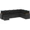 Image de vidaXL Ensemble de jardin canapé 8 pièces avec coussins noir poly rotin