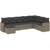 Image de vidaXL Ensemble de jardin canapé 8 pièces avec coussins Gris Poly rotin