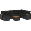 Image de vidaXL Ensemble de salon de jardin 9 pièces avec coussins noir poly rotin