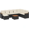 Image de vidaXL Ensemble de salon de jardin 9 pièces avec coussins noir poly rotin