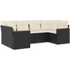 Image de vidaXL Ensemble de salon de jardin 6 pièces avec coussins noir poly rotin