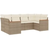 Image de vidaXL Ensemble de salon de jardin 6 pièces avec coussins Beige Poly Rattan