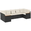Image de vidaXL Ensemble de salon de jardin 7 pièces avec coussins noir poly rotin