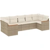 Image de vidaXL Ensemble de salon de jardin 7 pièces avec coussins Beige Poly Rattan