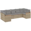 Image de vidaXL Ensemble de salon de jardin 7 pièces avec coussins Beige Poly Rattan