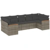 Image de vidaXL Ensemble de salon de jardin 7 pièces avec coussins Gris Poly rotin