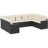 Image de vidaXL Ensemble de salon de jardin 9 pièces avec coussins noir poly rotin