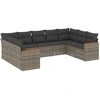 Image de vidaXL Ensemble de salon de jardin 9 pièces avec coussins Gris Poly rotin