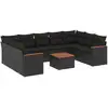Image de vidaXL Ensemble de 10 canapés de jardin avec coussins noir poly rotin