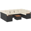 Image de vidaXL Ensemble de 10 canapés de jardin avec coussins noir poly rotin